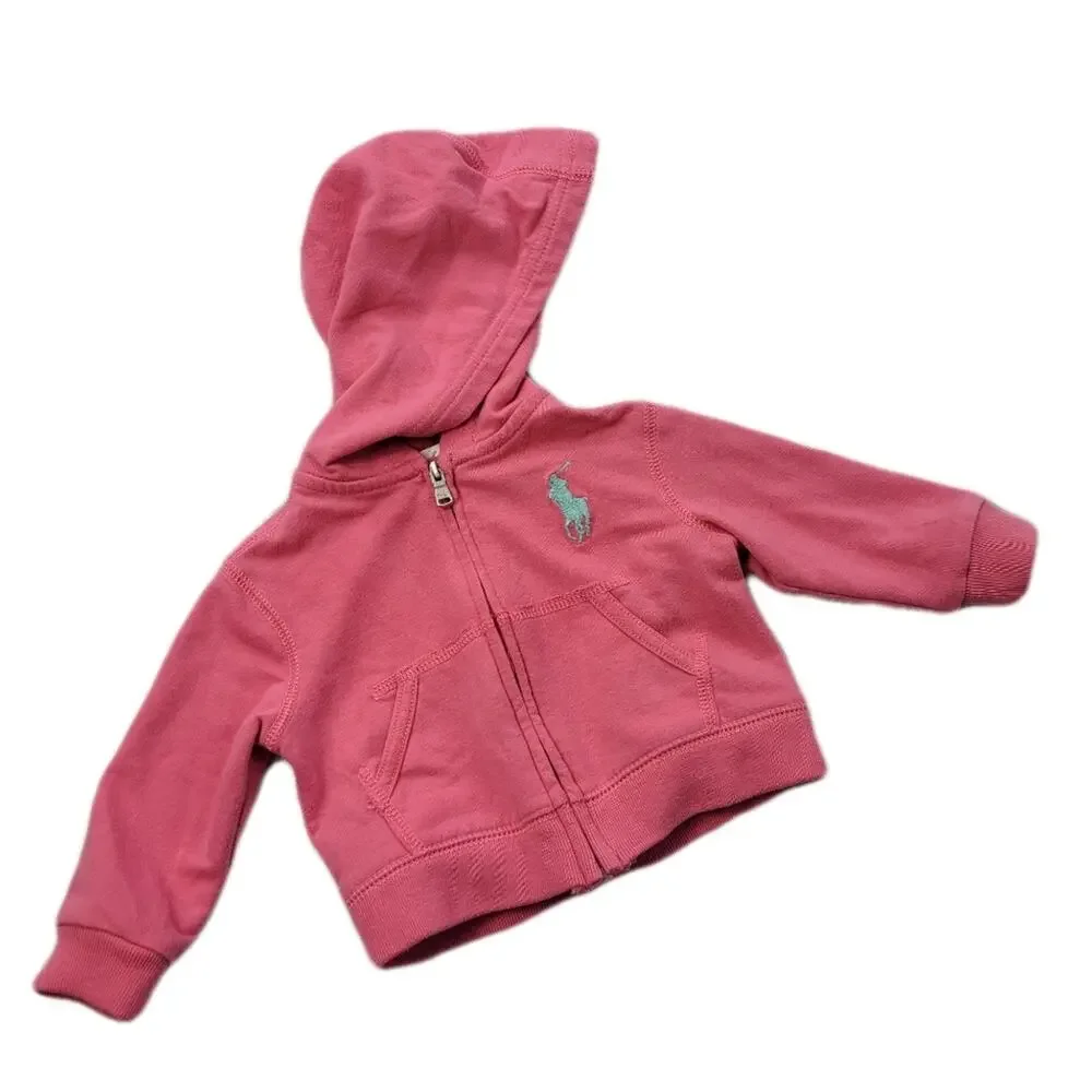 Ralph Lauren Pink Logo Hoodie size 6 months